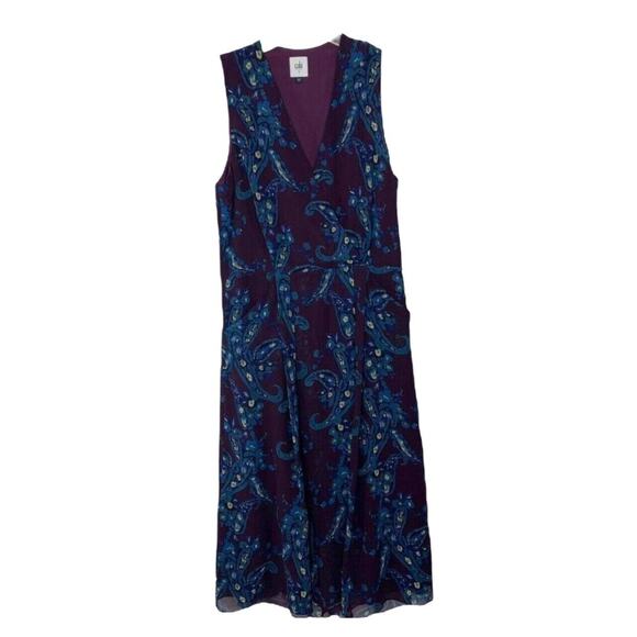Cabi‎ Treasure Purple Blue Floral Paisley Sleeveless Dress Pockets Size 8 #3461 - Picture 2 of 7